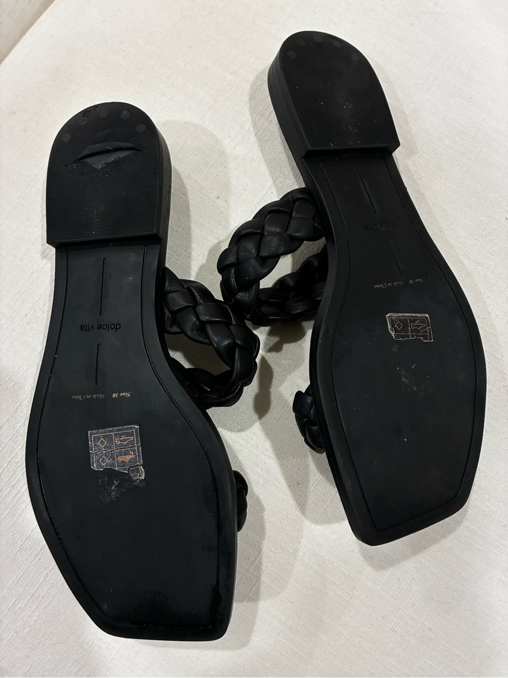 NEW Dolce Vita Indy Braid Straps Square Toe Croc-Embossed Footbed Black Sz 10 - Picture 3 of 8